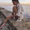 Bota Silver Evening vegana color camel con suela de yute