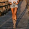 Bota Golden Nights vegana color topo con suela de yute