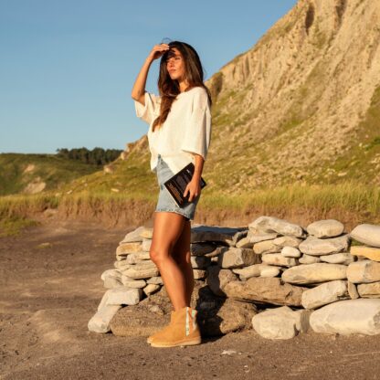 Botín en tela camel y fluor con suela de yute - modello Tarifa Beach