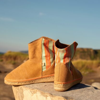 Botín en tela camel y fluor con suela de yute - modello Tarifa Beach