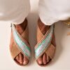 Sandalia Silver Feelings vegana color camel con suela de yute
